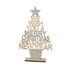 WE WISH YOU A MERRY CHRISTMAS TREE GOLD AND SILVER DECORATION